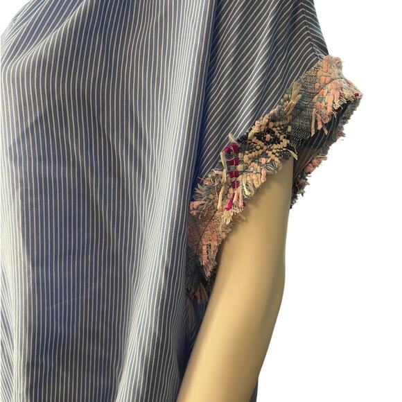 KOCH Fern Blue Striped Oversized Tunic Top Size Small - Picture 2 of 5